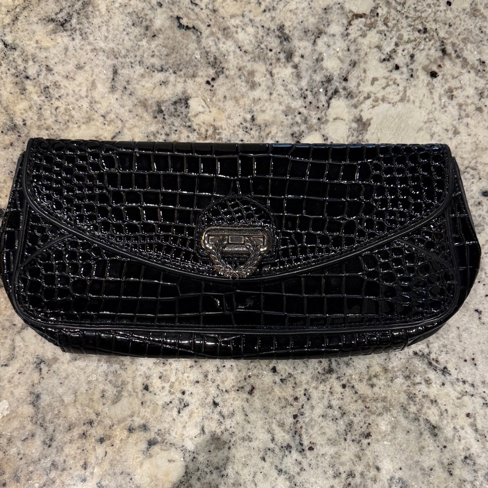 Rare Fred Perry Black Crocodile Embossed Clutch from Amy Winehouse Collection